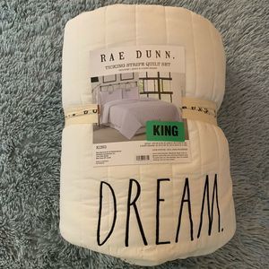 Rae Dunn DREAM Stripe Quilt Set King